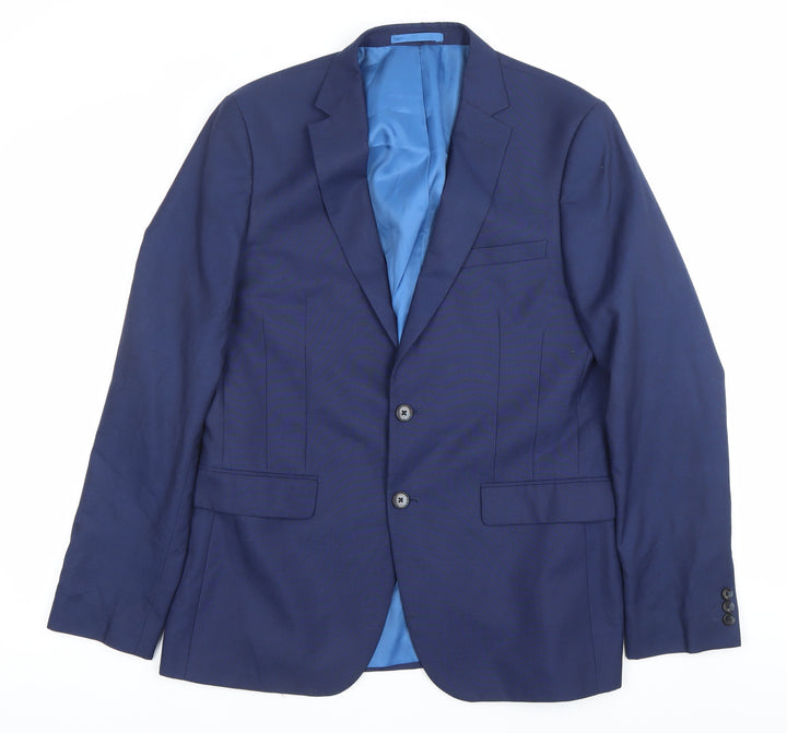 Moss London Men’s Blue Slim Fit Blazer Jacket Size 42 Long