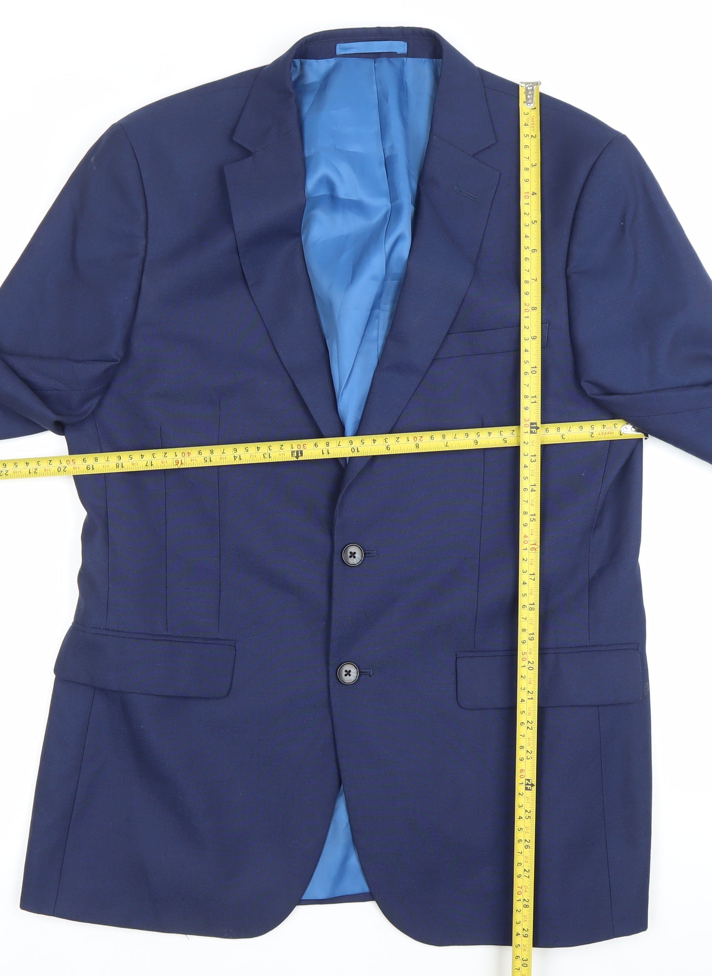 Moss London Men’s Blue Slim Fit Blazer Jacket Size 42 Long