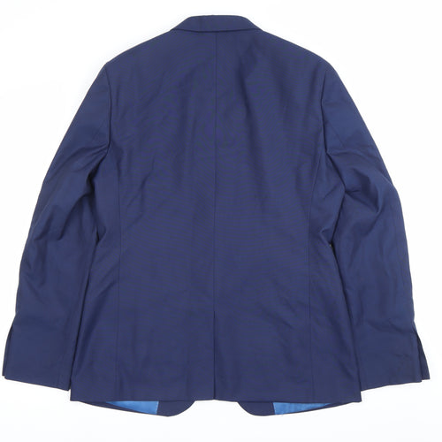Moss London Men’s Blue Slim Fit Blazer Jacket Size 42 Long