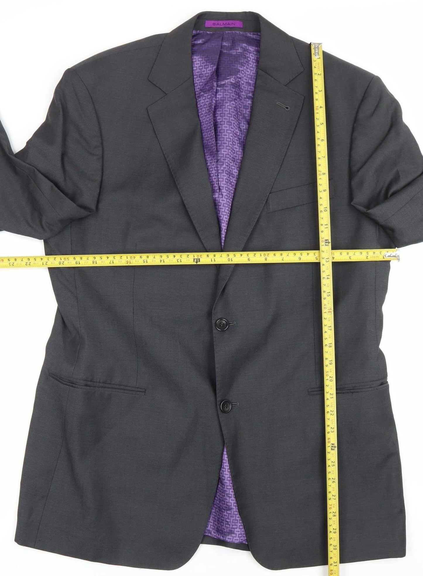 Balmain Men's Grey Blazer Jacket 42in Chest Notch Lapel Formal