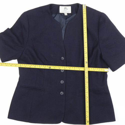 Paul Berman Women’s Blue Suit Jacket UK 14 Short Sleeve Workwear