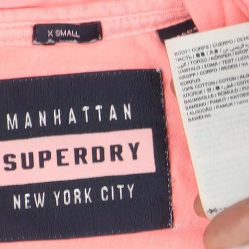 Superdry Women Pink XS Embroidered Cotton Tank Top