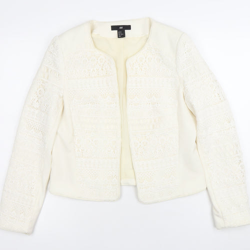 H&M Women’s Ivory Lace Suit Jacket Size 12 Regular Fit Long Sleeve