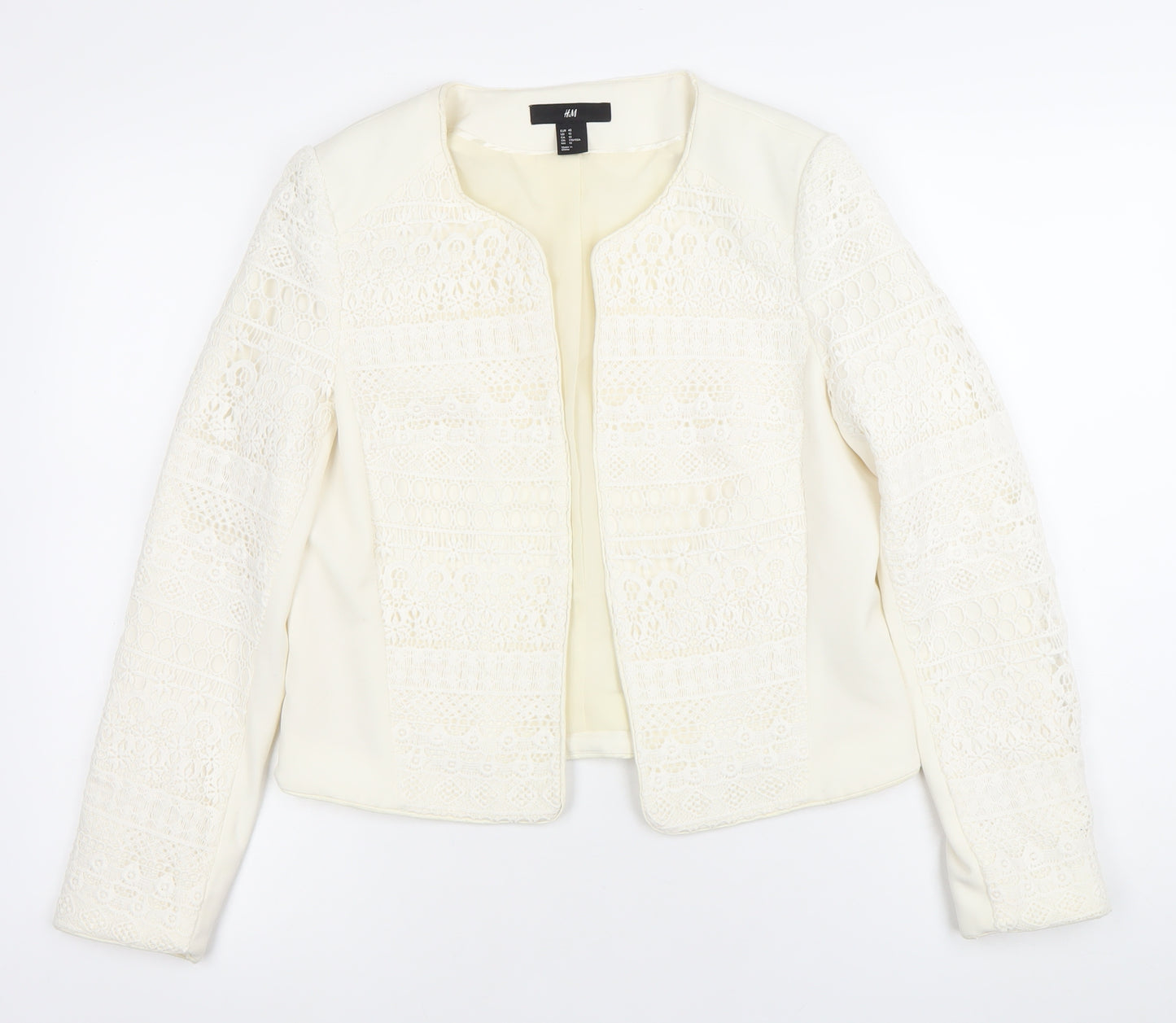 H&M Women’s Ivory Lace Suit Jacket Size 12 Regular Fit Long Sleeve