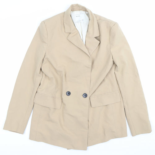 Bershka Women’s Beige XS Double-Breasted Blazer Jacket