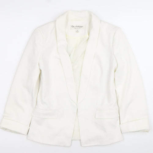 Miss Selfridge Women White Shawl Lapel Blazer UK 6 Slim Fit