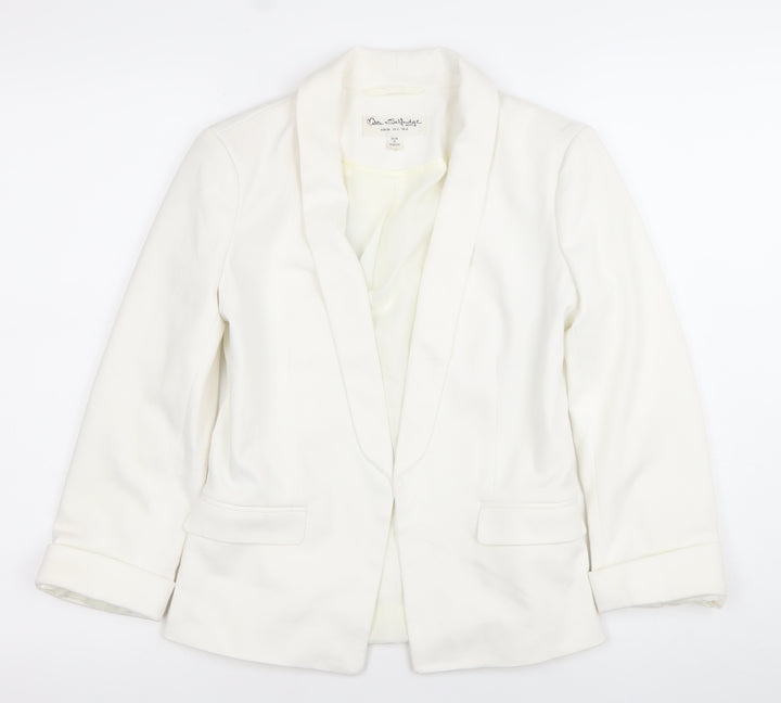 Miss Selfridge Women White Shawl Lapel Blazer UK 6 Slim Fit