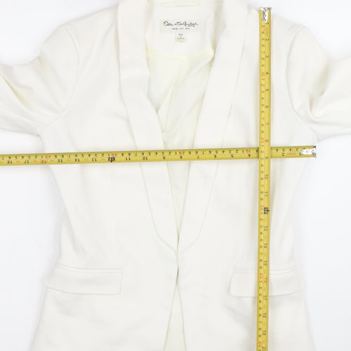 Miss Selfridge Women White Shawl Lapel Blazer UK 6 Slim Fit