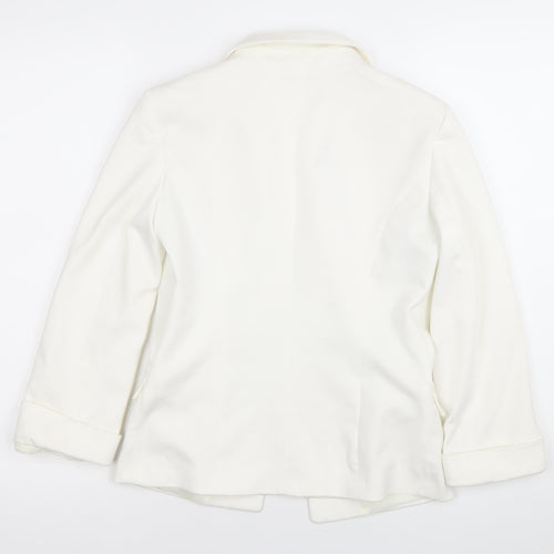 Miss Selfridge Women White Shawl Lapel Blazer UK 6 Slim Fit