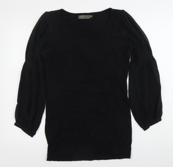 Mint Velvet Women’s Black Size 12 Shift Dress Long Sleeve Scoop Neck