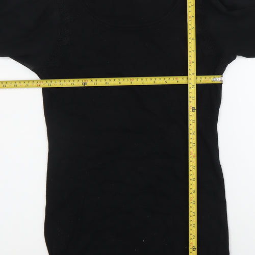 Mint Velvet Women’s Black Size 12 Shift Dress Long Sleeve Scoop Neck