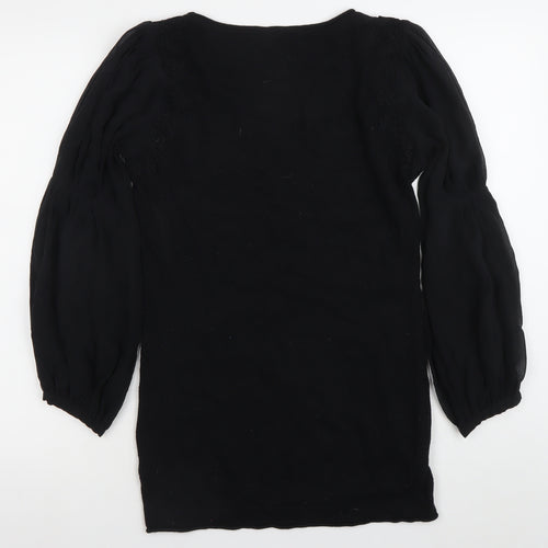 Mint Velvet Women’s Black Size 12 Shift Dress Long Sleeve Scoop Neck