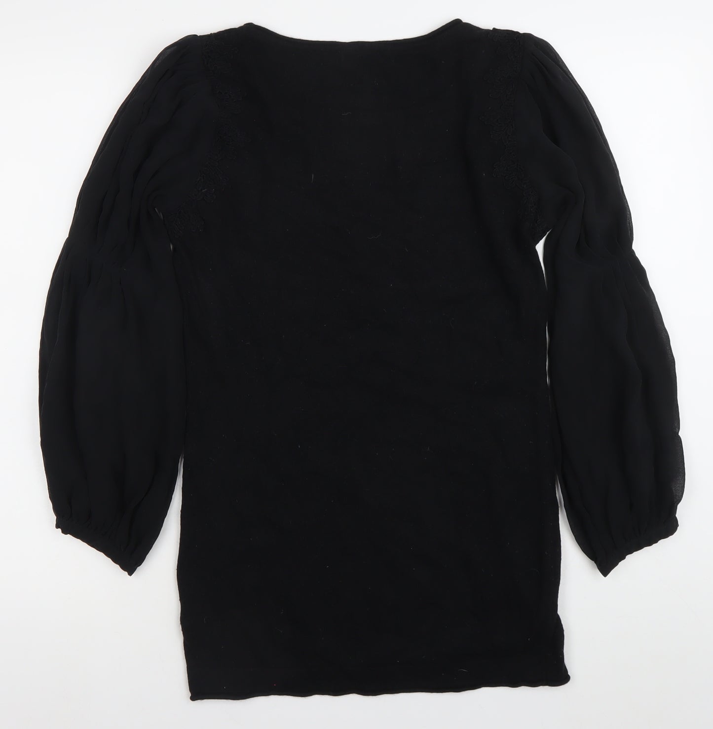 Mint Velvet Women’s Black Size 12 Shift Dress Long Sleeve Scoop Neck