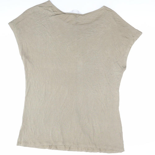 BHS Women’s Beige Studded Short Sleeve Viscose T-Shirt Size 14