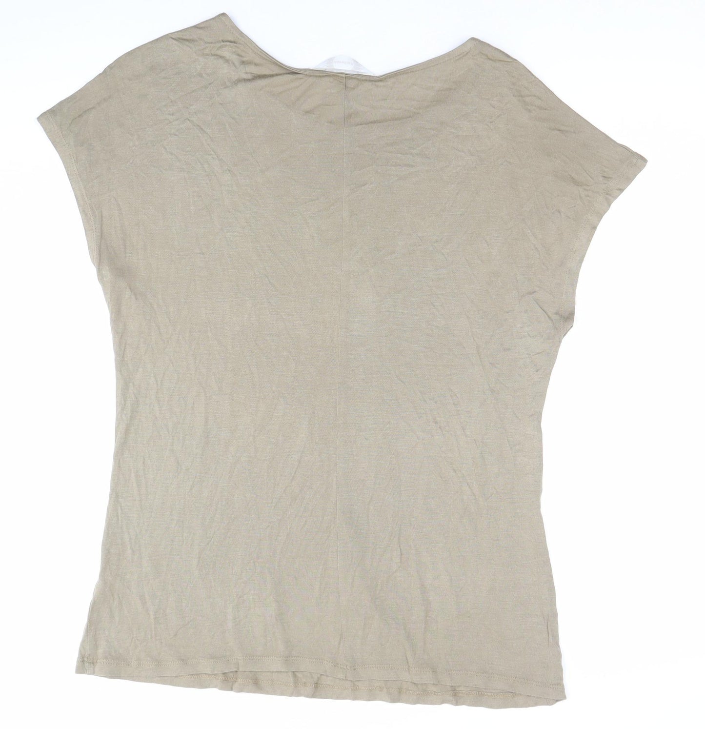 BHS Women’s Beige Studded Short Sleeve Viscose T-Shirt Size 14
