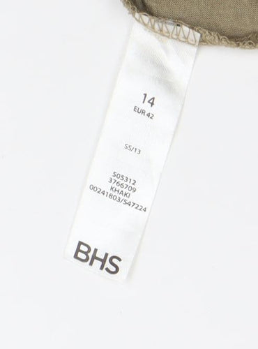 BHS Women’s Beige Studded Short Sleeve Viscose T-Shirt Size 14