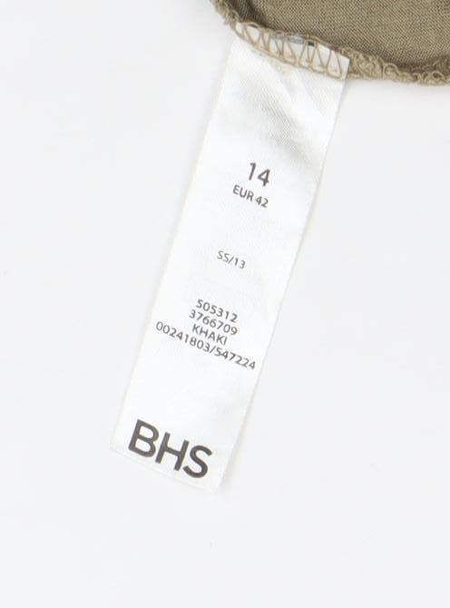 BHS Women’s Beige Studded Short Sleeve Viscose T-Shirt Size 14