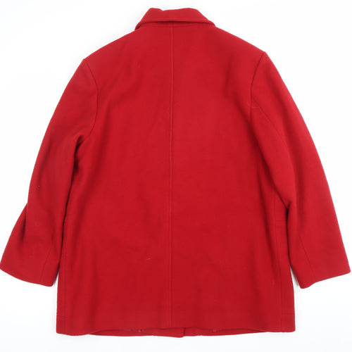Eastex Womens Red Wool Coat UK 14 Button Front Mid-Length Overcoat