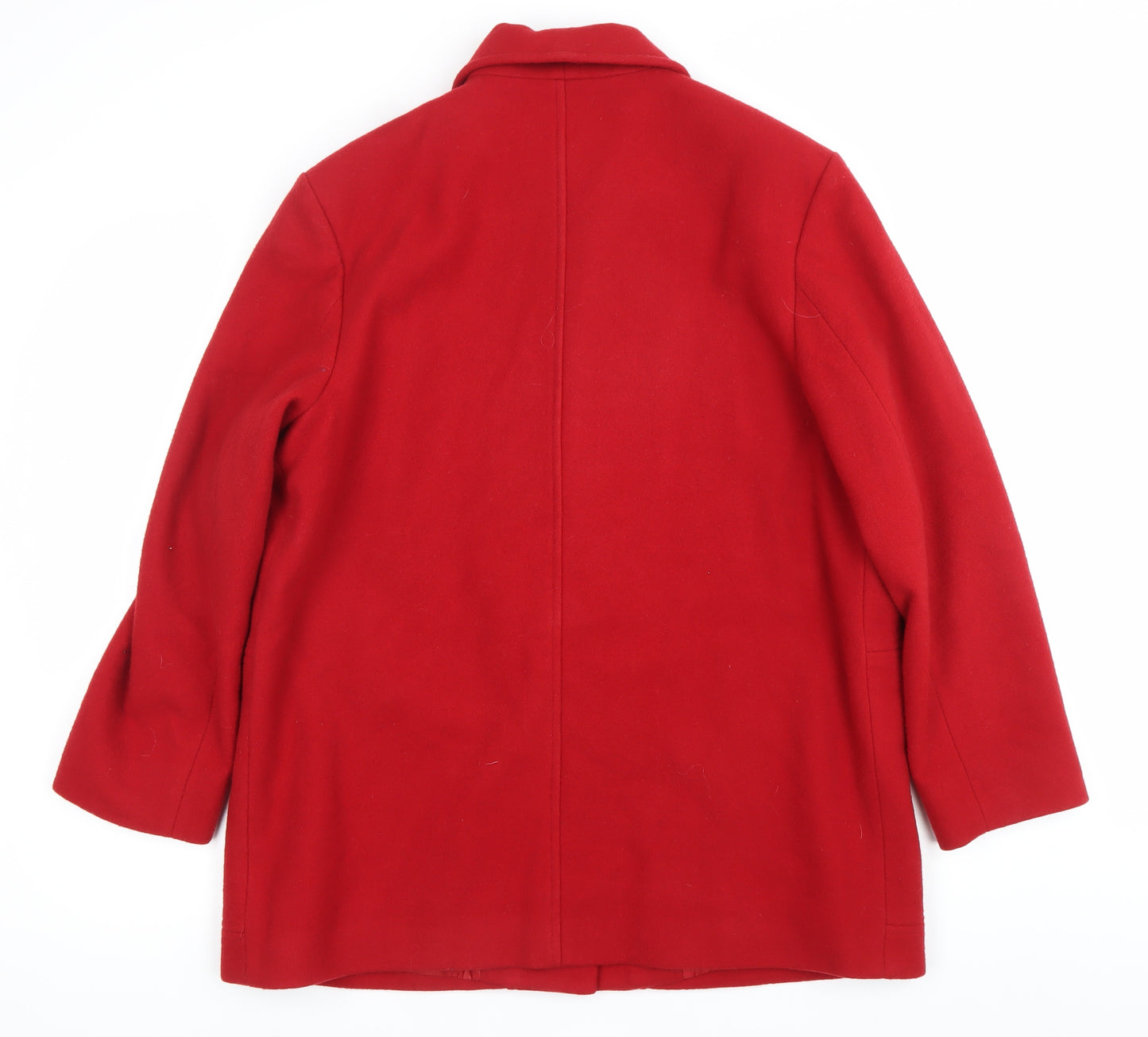 Eastex Womens Red Wool Coat UK 14 Button Front Mid-Length Overcoat