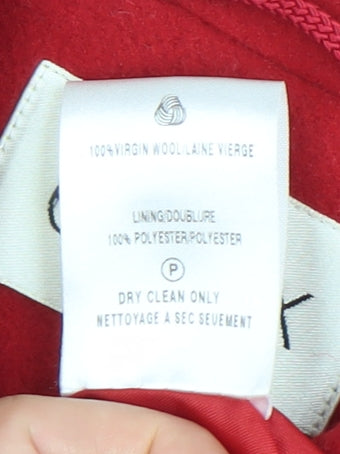 Eastex Womens Red Wool Coat UK 14 Button Front Mid-Length Overcoat