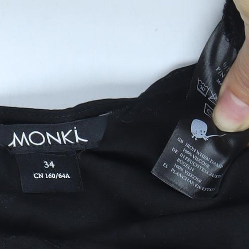 Monki Women’s Black Viscose Jumpsuit Size 8 Wide-Leg V-Neck