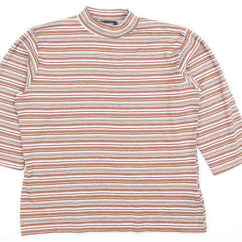 Alexon Womens Multicoloured Striped Mock Neck 3/4 Sleeve Top M