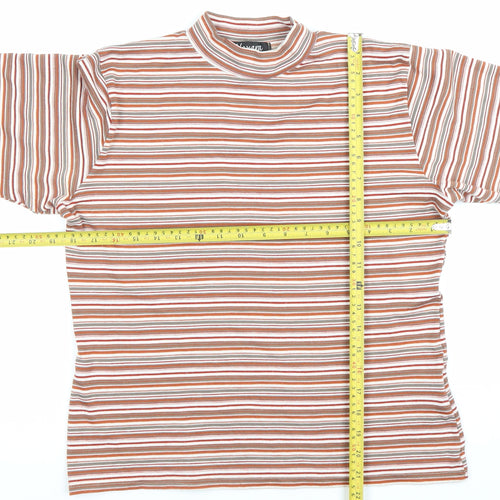 Alexon Womens Multicoloured Striped Mock Neck 3/4 Sleeve Top M