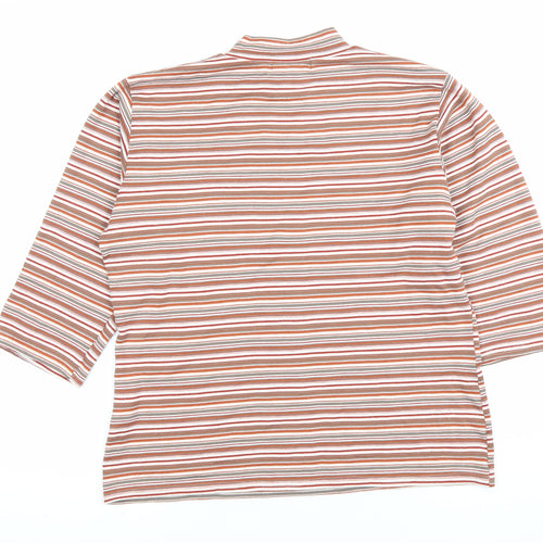 Alexon Womens Multicoloured Striped Mock Neck 3/4 Sleeve Top M