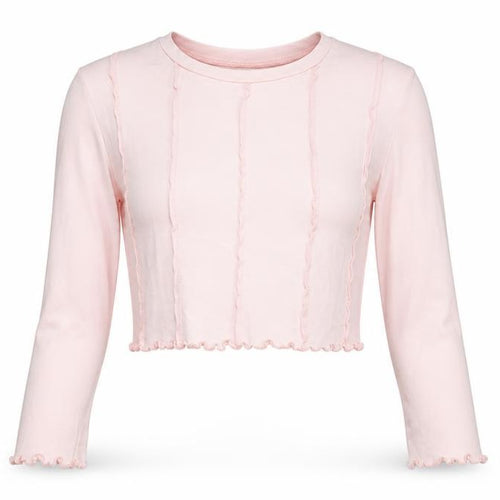 Nasty Gal Women Pink Cropped Long Sleeve Cotton T-Shirt Size 14