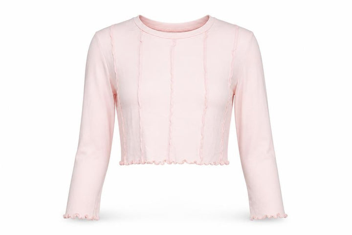 Nasty Gal Women Pink Cropped Long Sleeve Cotton T-Shirt Size 14