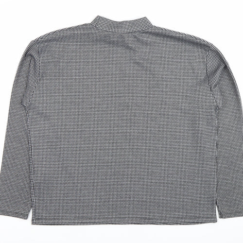 Pull&Bear Women’s Black Houndstooth Mock Neck Blouse Size 10