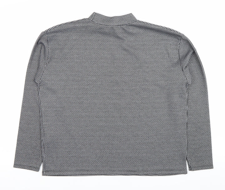 Pull&Bear Women’s Black Houndstooth Mock Neck Blouse Size 10