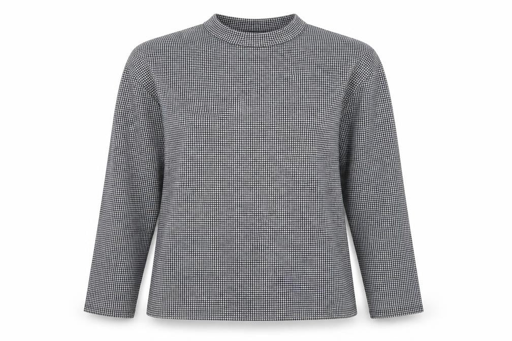 Pull&Bear Women’s Black Houndstooth Mock Neck Blouse Size 10