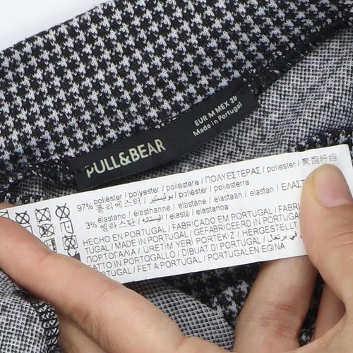 Pull&Bear Women’s Black Houndstooth Mock Neck Blouse Size 10