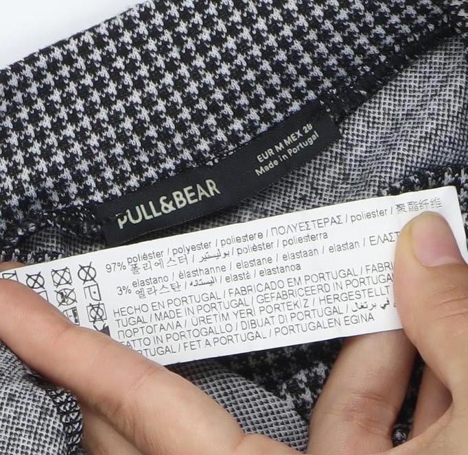 Pull&Bear Women’s Black Houndstooth Mock Neck Blouse Size 10