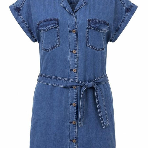 H&M Women’s Blue Shirt Dress UK 8 Short Sleeve Belted Casual Workwear