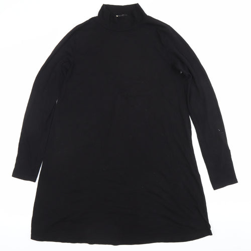 Pull&Bear Womens Black Long Sleeve Knee Length Shift Dress UK 12