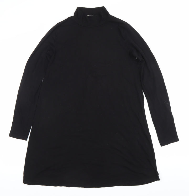 Pull&Bear Womens Black Long Sleeve Knee Length Shift Dress UK 12