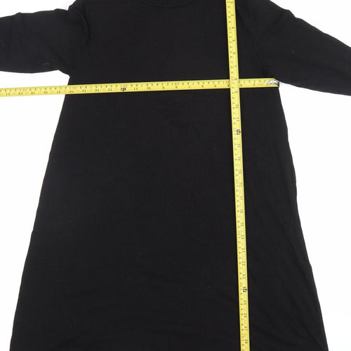 Pull&Bear Womens Black Long Sleeve Knee Length Shift Dress UK 12