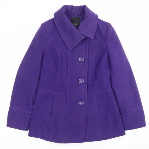 Debenhams Women’s Purple Wool Blend Mid-Length Coat Size 14