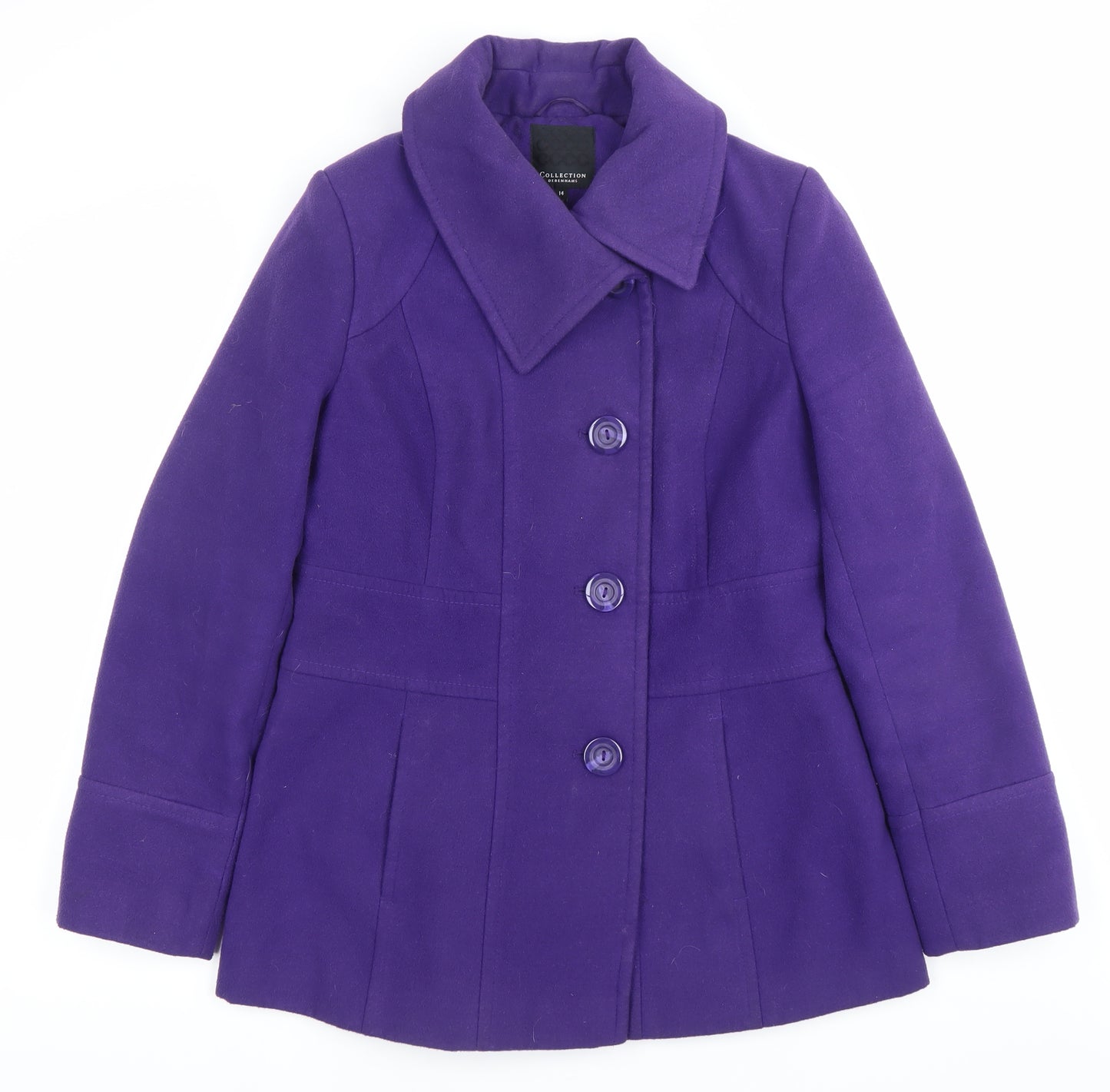 Debenhams Women’s Purple Wool Blend Mid-Length Coat Size 14