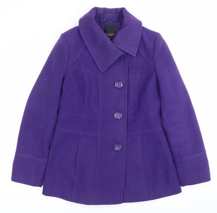 Debenhams Women’s Purple Wool Blend Mid-Length Coat Size 14