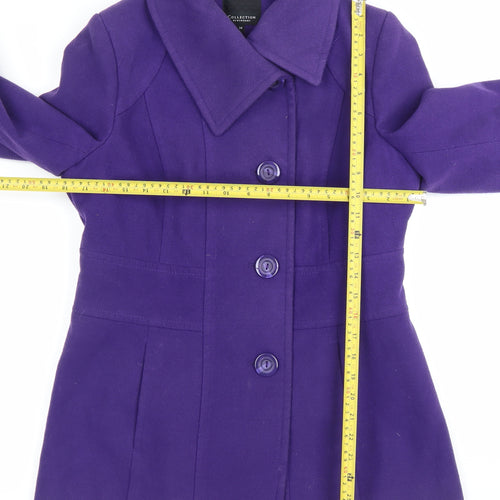 Debenhams Women’s Purple Wool Blend Mid-Length Coat Size 14