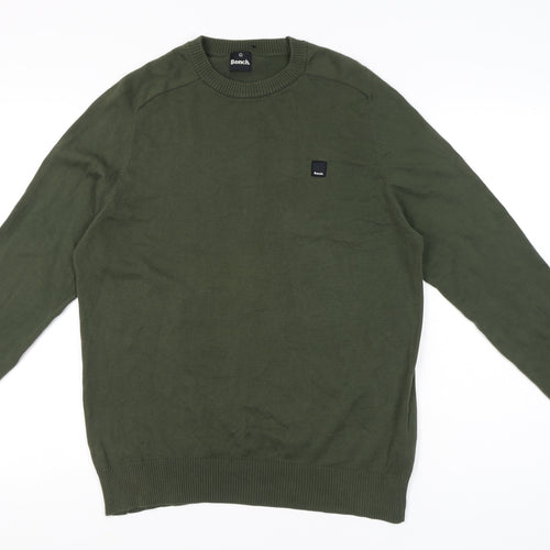 Bench Men’s Green Cotton Pullover Jumper L Crew Neck Casual