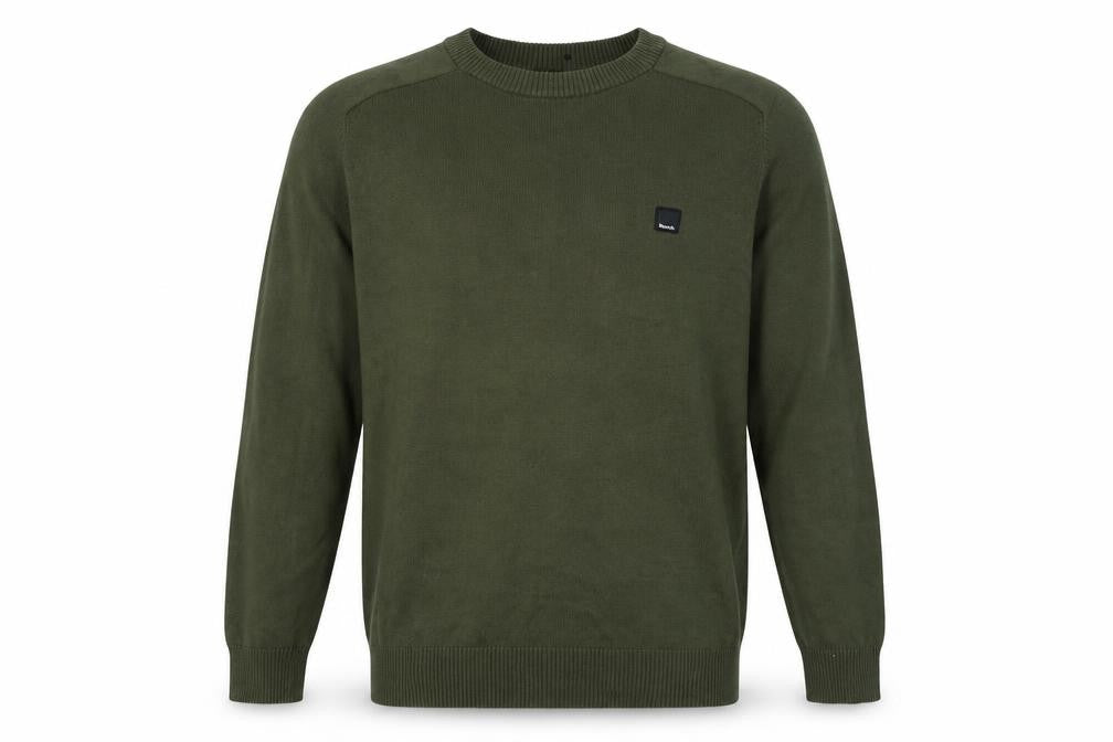 Front view of Bench Men’s Green Cotton jumper L Crew Neck Casual