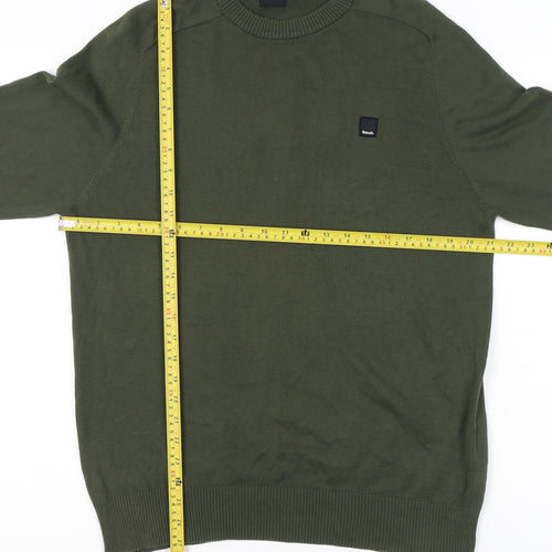 Bench Men’s Green Cotton Pullover Jumper L Crew Neck Casual