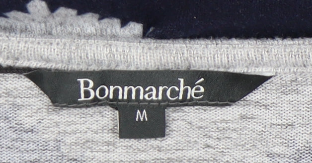 Bonmarché Women’s Grey Blue Geometric Zip Jumper Size M