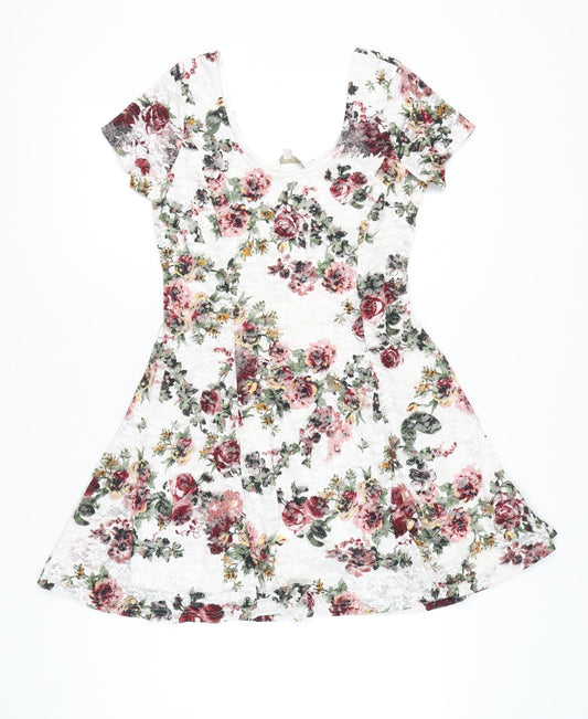 Front view of Apricot Women’s Multicoloured Floral Fit & Flare Dress, size UK 12