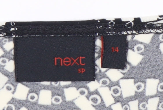 Next Women's Black White Geometric Wrap Dress Size 14