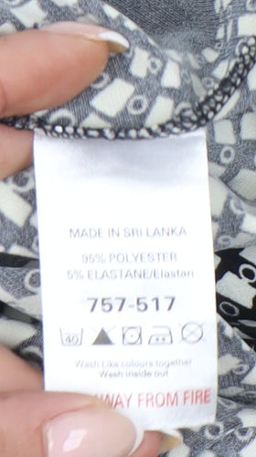 Next Women's Black White Geometric Wrap Dress Size 14
